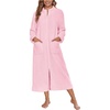 image:imageEkouaer Women Zipper Robe Fleece Long Sleeves Bathrobe Sleepwear Warm Soft Housecoat with Pockets Zip Up House Dresses