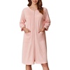 image:imageEkouaer Women Zipper Robes 34 Sleeve Ribbed Knit Bathrobe Lightweight Knee Length Loungewear Housecoat with Pockets S3XLLight Pink