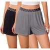 image:imageEkouaer Womens 2 Pack Pajama Shorts 2026 Comfy Elastic Waist Sleep Shorts Bamboo Viscose Soft Pj Bottoms with PocketsBlackgray