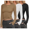 image:imageEkouaer Womens 3 Pack Long Sleeve Shirts Fitted Tops Base Layering Tight Thermal Undershirts XSXXLBlackBrownWhite