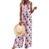 image:imageEkouaer Womens Casual Overalls Loose Wide Leg Jumpsuits Summer Boho Floral Printed Baggy Rompers with PocketsFlag