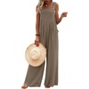 image:imageEkouaer Womens Casual Overalls Loose Wide Leg Jumpsuits Summer Boho Floral Printed Baggy Rompers with PocketsTaupe