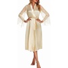 image:imageEkouaer Womens Floral Lace Kimono Robe Long Sleeves Dressing Gown Bathrobe Bride Robe NightwearDark Pink