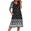 image:imageEkouaer Womens House Dress with PocketsBlack Blue Floral