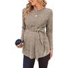 image:imageEkouaer Womens Maternity Shirts Long Sleeve Pregnancy Tops Casual Ribbed Knit Winter Pregnant BlousesMacha Brown