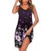 image:imageEkouaer Womens Nightgown Vneck Chemise Sleepwear Lace Nightwear Soft Lingerie for WomenDeep Purple Floral