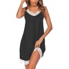 image:imageEkouaer Womens Nightgown Vneck Chemise Sleepwear Lace Nightwear Soft Lingerie for WomenWhite Lace Black