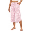 image:imageEkouaer Womens Pajama Pants Capri 2026 Wide Leg Lounge Pj Pants Summer Comfy Drawstring Pajama Bottoms with PocketsPink Leopard