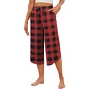 image:imageEkouaer Womens Pajama Pants Capri 2026 Wide Leg Lounge Pj Pants Summer Comfy Drawstring Pajama Bottoms with PocketsRed Plaid