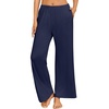 image:imageEkouaer Womens Pajama Pants with Pockets Comfy Casual Wide Leg Yoga Pants Soft Stretch Pajama Bottoms Black SmallNavy