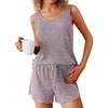 image:imageEkouaer Womens Pajamas Sleeveless V Neck Pjs Set Ribbed Knit Summer Loungewear Sleepwear SXXL