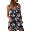image:imageEkouaer Womens Satin Silk Nightgown V Neck Sexy Nightdress Tank Sleeveless Sleepshirt Lace Sleep Dress Nightwear SXXXLBlack Flowers