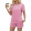 image:imageEkouaer Womens Shorts Set Summer Outfits Short Sleeve Lounge Set 2 Pieces Soft Sleepwear Pajamas Set with Pockets