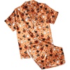 image:imageEkouaer Womens Silk Satin Pajamas Short Sleeve PJS Shorts Set Soft Button Down Sleepwear 2 Piece Loungewear S5XLOrange Halloween Print