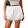 image:imageEkouaer Womens Silk Satin Shorts 2026 Lace Trim Micro Mini Satin Shorts Y2K Casual Pajama Short Summer Lounge ShortsWhite