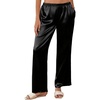 image:imageEkouaer Womens Silk Satin Wide Leg Pajama Sleep Pants Casual Loose Soft Lounge Pants Elastic Waist Pj Bottoms with PocketsBlack
