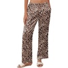 image:imageEkouaer Womens Silk Satin Wide Leg Pajama Sleep Pants Casual Loose Soft Lounge Pants Elastic Waist Pj Bottoms with PocketsLeopard Brown
