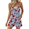 image:imageEkouaer Womens Summer Casual Sleeveless Rompers 2026 Floral Loose Shorts Overalls Adjustable Boho Jumpsuits with PocketsRed Floral