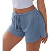 image:imageEkouaer Womens Waffle Knit Pajama Shorts Soft Drawstring Lounge bottoms Casual Workout Shorts with PocketsBlue