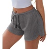 image:imageEkouaer Womens Waffle Knit Pajama Shorts Soft Drawstring Lounge bottoms Casual Workout Shorts with PocketsDark Grey