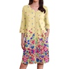 image:imageEkouaer Zipper Robes for Women 34 Sleeves Housecoat Soft Nightgowns Sleepwear Mumu House Dresses with PocketsYellow Floral