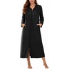 image:imageEkouaer Zipper Robes for Women Long Knit Bathrobes Lightweight Full Length Housecoat with Pockets Nightgown S3XLBlack