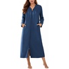 image:imageEkouaer Zipper Robes for Women Long Knit Bathrobes Lightweight Full Length Housecoat with Pockets Nightgown S3XLBlue