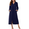 image:imageEkouaer Zipper Robes for Women Long Knit Bathrobes Lightweight Full Length Housecoat with Pockets Nightgown S3XLNavy Blue
