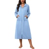 image:imageEkouaer Zipper Robes for Women Long Sleeve Lightweight House Coats with Pockets Zip Up Bathrobe Loungewear S3XLLight Blue
