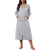image:imageEkouaer Zipper Robes for Women Long Sleeve Lightweight House Coats with Pockets Zip Up Bathrobe Loungewear S3XLLight Gray