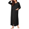 image:imageEkouaer Zipper Robes for Women Ribbed Knit Bathrobe Lightweight Full Length Loungewear with Pockets S3XLBlack