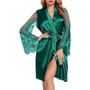 image:imageEouaer Womens Satin Kimono Robe for Bridesmaid and Bride Wedding Party Getting Ready Short RobeAgreen