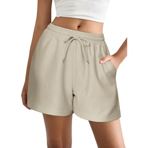 image:imageEKOUAER Womens Pajama Shorts Textured Casual Lounge Short Elastic Waist Pj Shorts Sweatsuits with Pockets 2026Apricot