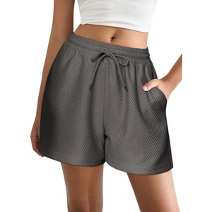 image:imageEKOUAER Womens Pajama Shorts Textured Casual Lounge Short Elastic Waist Pj Shorts Sweatsuits with Pockets 2026Dark Grey