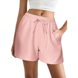 image:imageEKOUAER Womens Pajama Shorts Textured Casual Lounge Short Elastic Waist Pj Shorts Sweatsuits with Pockets 2026Pink