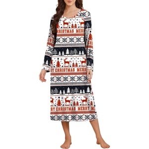 image:imageEkouaer Long Sleeve Nightgowns for Women Calf Length Sleep Shirts Crew Neck Soft Nightshirts SXXLRed Christmas Deer