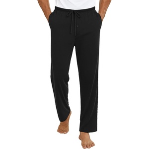 image:imageEkouaer Mens Pajama Pants Lounge Pants with Pockets Soft Sleep Pants Loose Fit Pj Bottoms with Drawstring SXXLBlack