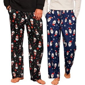 image:imageEkouaer Mens Pajama Pants Lounge Pants with Pockets Soft Sleep Pants Loose Fit Pj Bottoms with Drawstring SXXLChristmas Blackblue