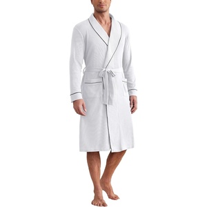 image:imageEkouaer Mens Robes Lightweight Waffle Knit Kimono Bathrobe Long Sleeve Sleepwear Soft Knee Length Robe with Pockets