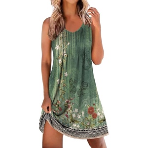 image:imageEkouaer Nightgowns for Women Sleeveless Sleep Shirt Tank Night Gown V Neck Chemise Pleated Night Shirt Soft Sleep DressGreen Floral