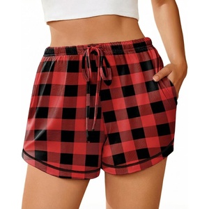 image:imageEkouaer Pajama Shorts for Women 2026 Soft Sleep Shorts Casual Lounge Shorts Comfy Pj Bottoms with PocketsRed Plaid