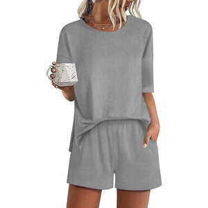 image:imageEkouaer Pajamas for Women Set 2 Piece PJ Soft Comfy Lounge Sets Short Sleeve Tops Shorts Sets Cotton Sleepwear SXXL