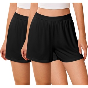 image:imageEkouaer Womens 2 Pack Pajama Shorts 2026 Comfy Elastic Waist Sleep Shorts Bamboo Viscose Soft Pj Bottoms with PocketsBlackblack