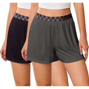 image:imageEkouaer Womens 2 Pack Pajama Shorts 2026 Comfy Elastic Waist Sleep Shorts Bamboo Viscose Soft Pj Bottoms with PocketsBlackdark Gray