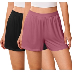 image:imageEkouaer Womens 2 Pack Pajama Shorts 2026 Comfy Elastic Waist Sleep Shorts Bamboo Viscose Soft Pj Bottoms with PocketsBlackdusty Rose