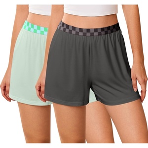 image:imageEkouaer Womens 2 Pack Pajama Shorts 2026 Comfy Elastic Waist Sleep Shorts Bamboo Viscose Soft Pj Bottoms with PocketsDark Graylight Green