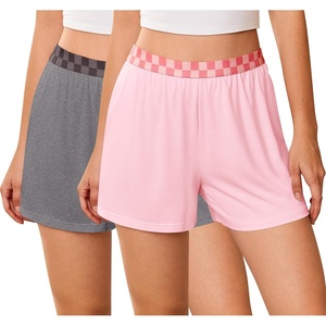 image:imageEkouaer Womens 2 Pack Pajama Shorts 2026 Comfy Elastic Waist Sleep Shorts Bamboo Viscose Soft Pj Bottoms with PocketsGraypink