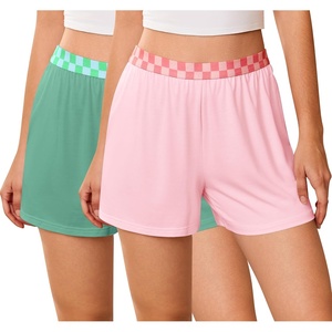 image:imageEkouaer Womens 2 Pack Pajama Shorts 2026 Comfy Elastic Waist Sleep Shorts Bamboo Viscose Soft Pj Bottoms with PocketsPinkgray Green