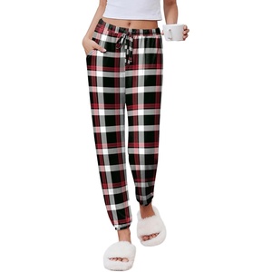image:imageEkouaer Womens Jogger Pajamas Pants Comfy Long Lounge BottomDrawstring Elastic Waist Sleep Pants with PocketsBalck and Red Plaid