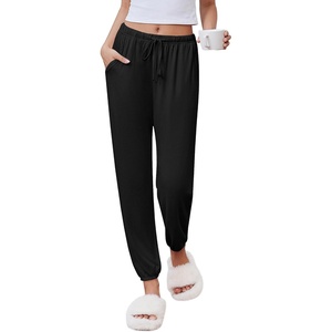 image:imageEkouaer Womens Jogger Pajamas Pants Comfy Long Lounge BottomDrawstring Elastic Waist Sleep Pants with PocketsBlack